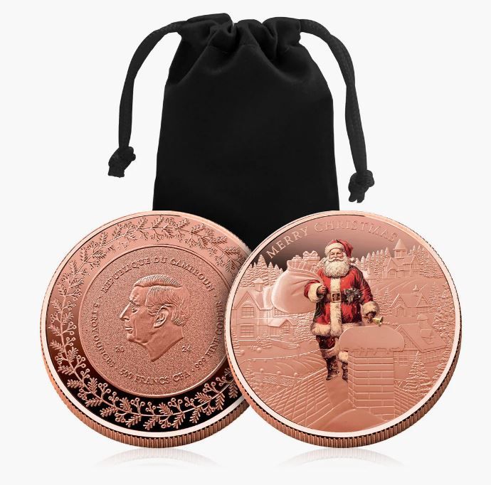 Kerstman 2025 gekleurde 5oz koperen munt