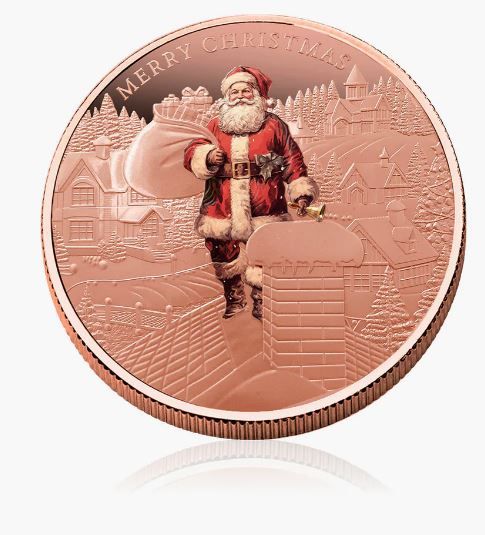 Kerstman 2025 gekleurde 5oz koperen munt
