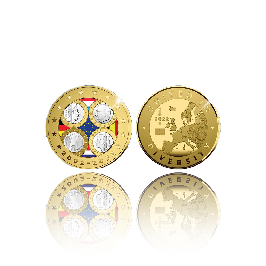 20 ans de l'euro — Médaille commémorative officielle Luxembourg · Belgique · Allemagne · Pays-Bas