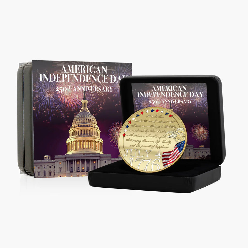 250 ans de l'indépendance américaine, pièce plaquée or de 50 mm, édition de luxe